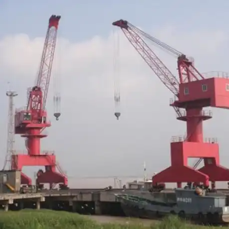 China Floating Dock Fixed Pedestal Single Jib Portal Crane Level Luffing Traveling Portal Crane